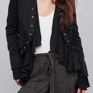 Free People Ruffles Romance Jacket Washed Black SzM